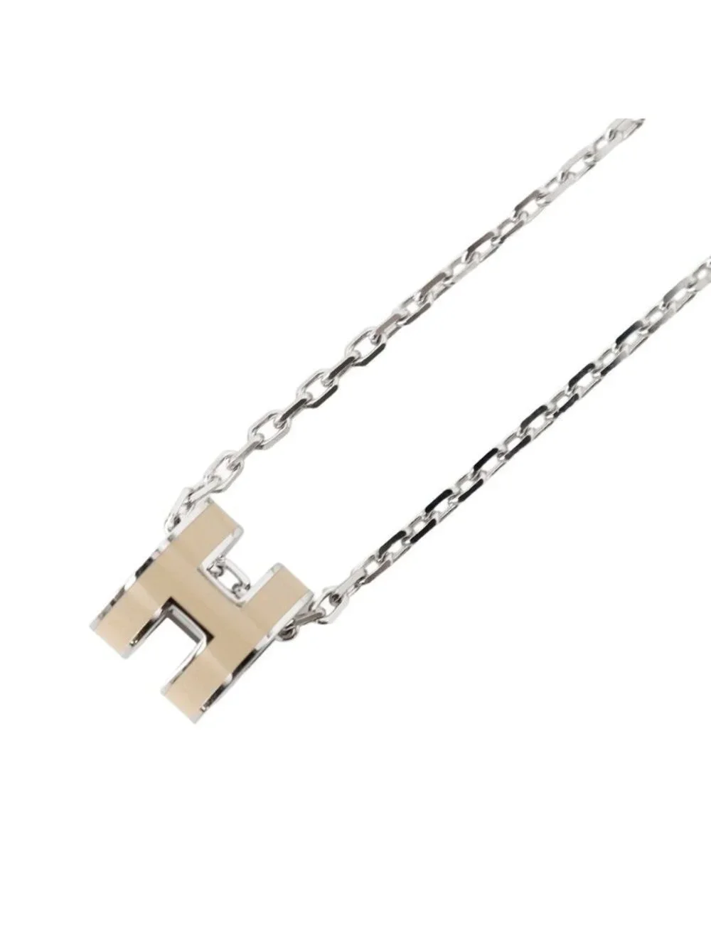 Hermes Necklace Mini Pop Brown Glace Silver
